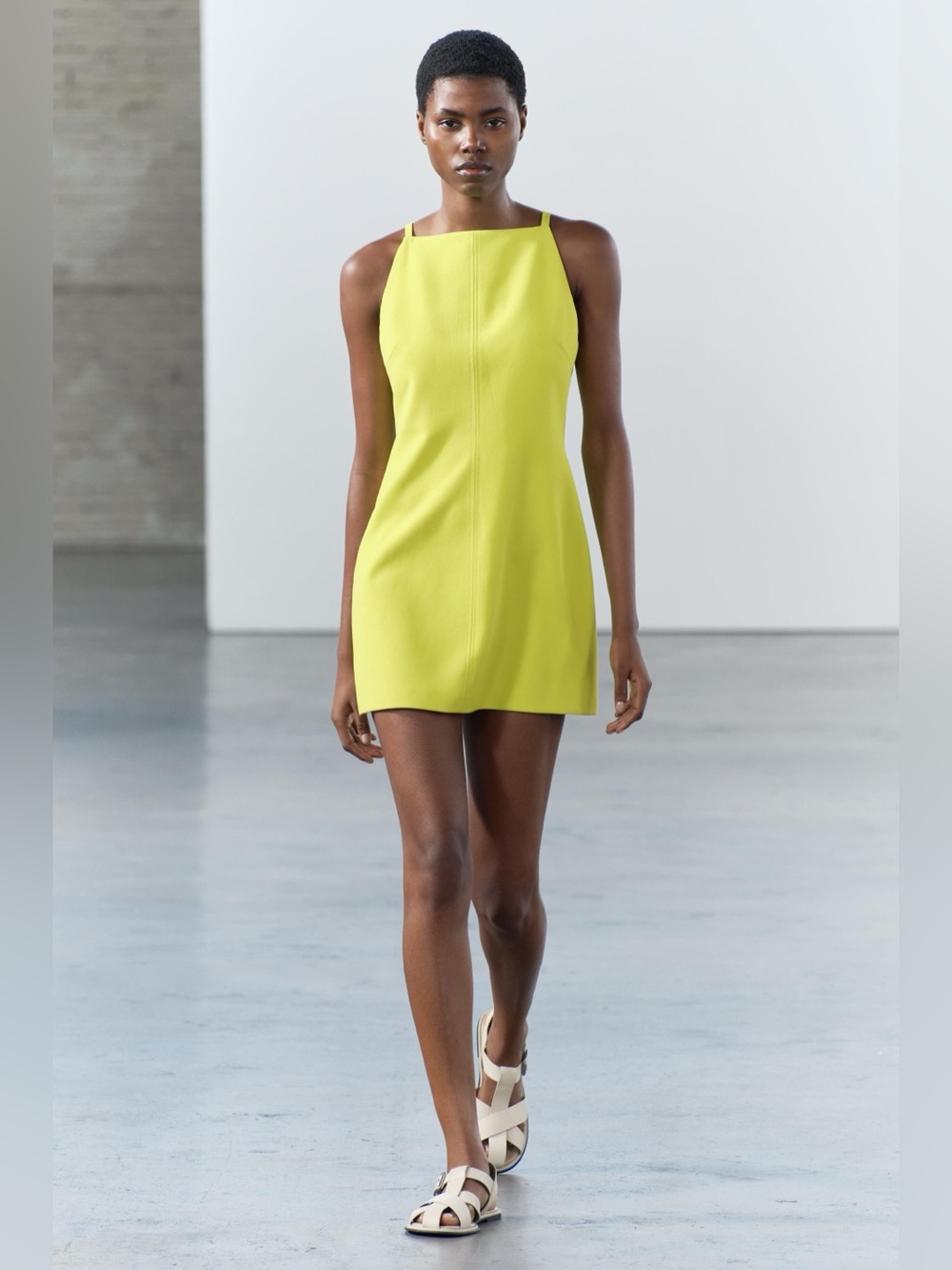 Zara Vibrant Yellow Halter Mini Dress Size M Sleeveless Summer Party Dress